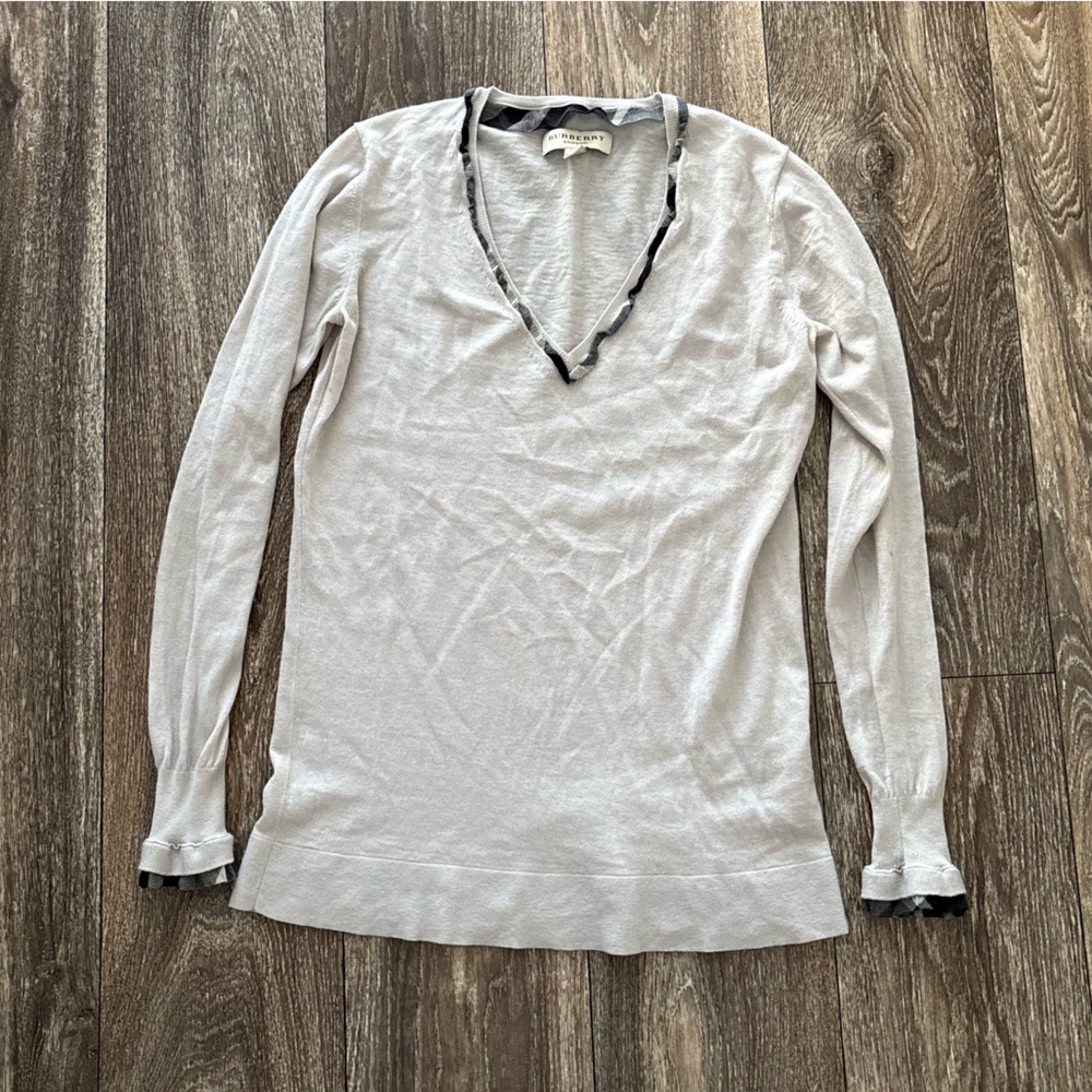 Burberry Lightweight Sweater with Plaid Detail
